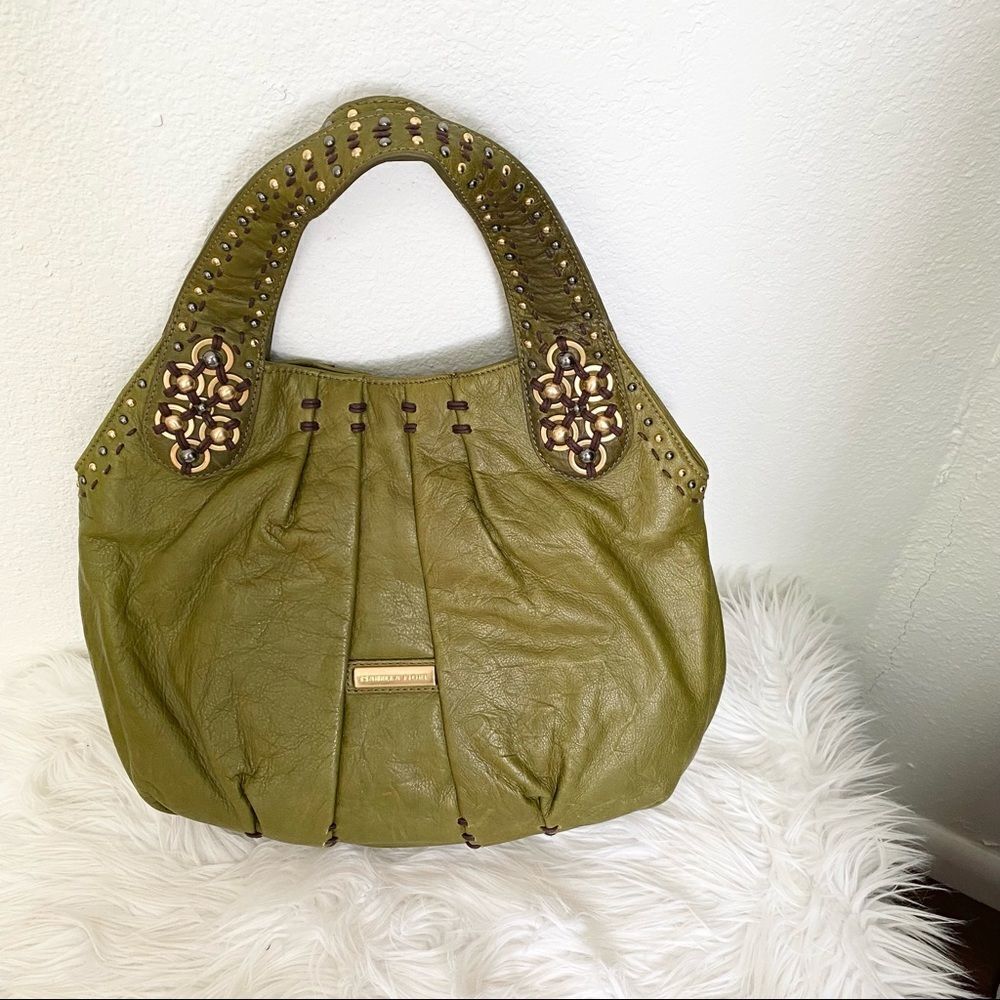 NEW Isabella Fiore Olive Green Leather Embellished Shoulder / Crossbody Purse - Picture 2 of 11